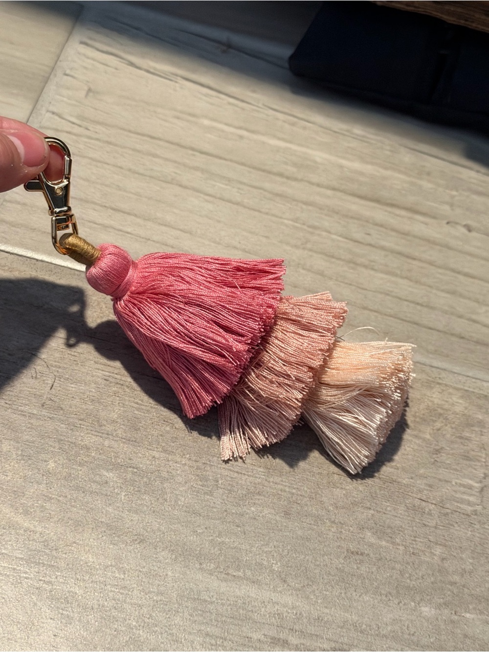 Pink Ombre Triple Tassel Keychain